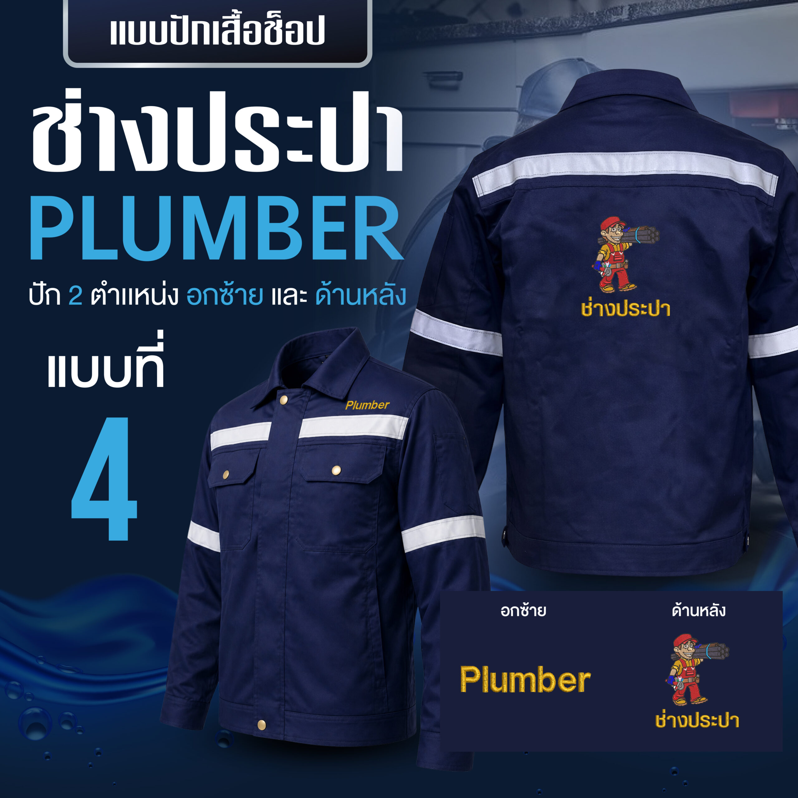เสื้อช็อปพร้อมงานปัก ช่างประปา - Image 5