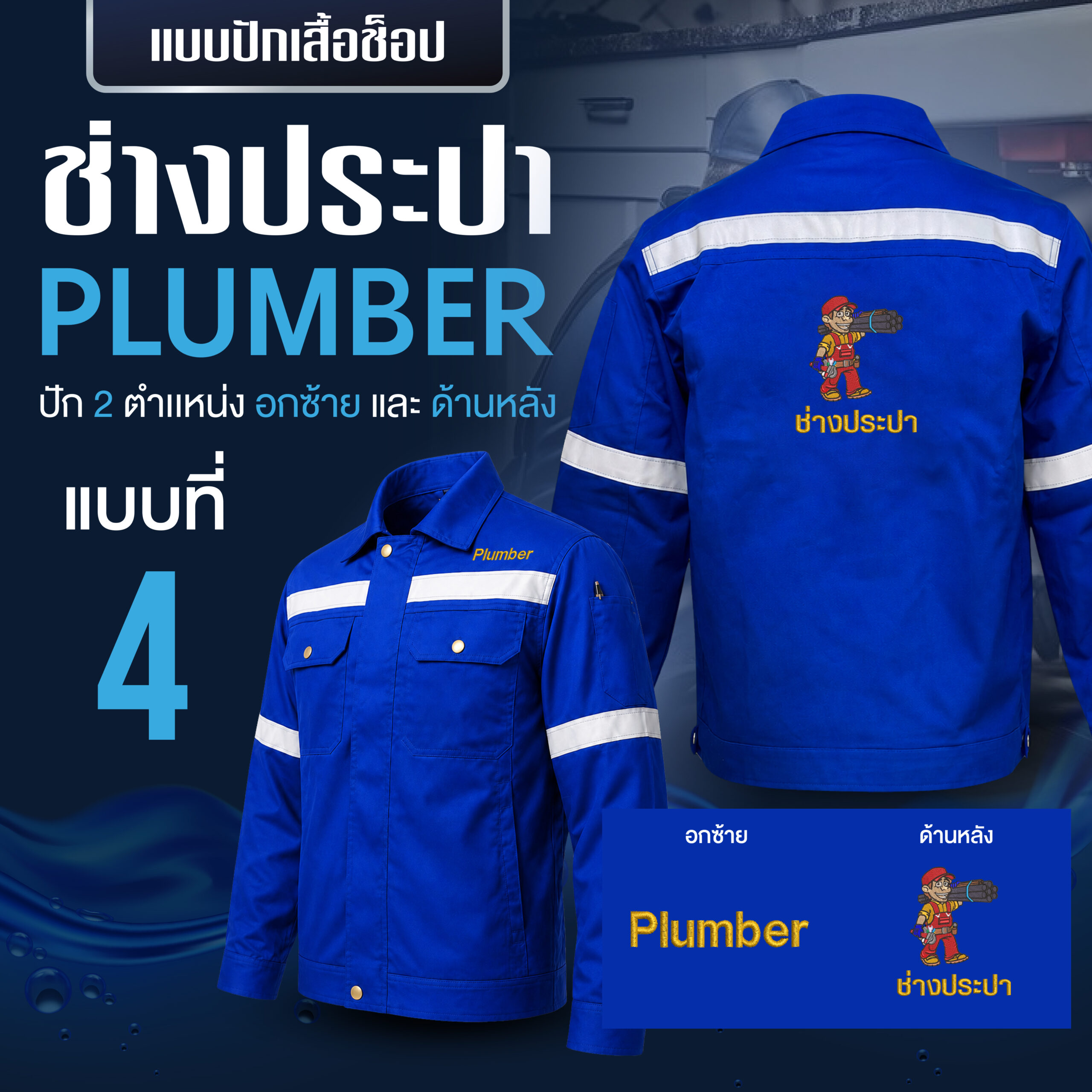 เสื้อช็อปพร้อมงานปัก ช่างประปา - Image 20